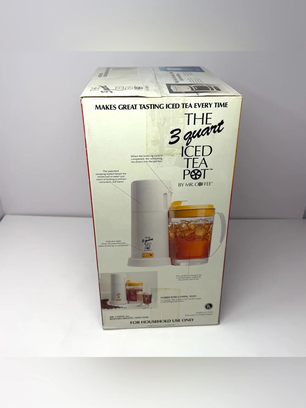 Mr. Coffee TM3 The 3 Quart Iced Tea Pot Electric Iced Tea Maker Yellow Lid NEW
